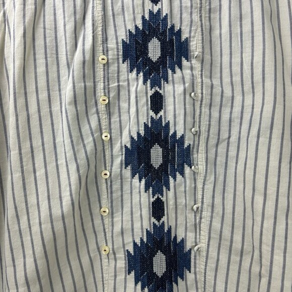 Johnny Was 3J Workshop XL Boho Aztec Geometric Embroidered Shirt Long Sleeve - Picture 12 of 16